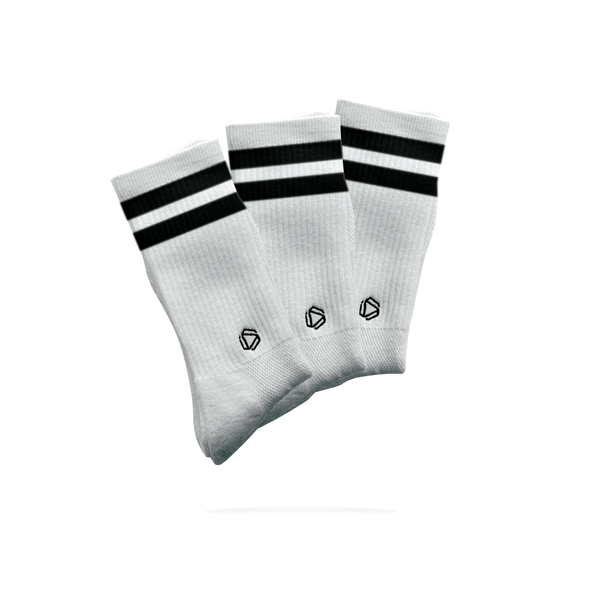 White HEXXEE 2Stripe Socks X3