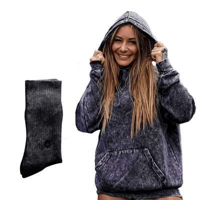 Acid Wash Hoodie & Sock Combo