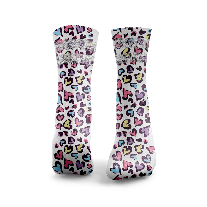 Leopard Print Hearts Glitter Socks
