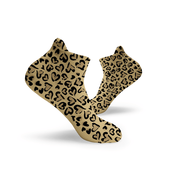 Leopard Print Hearts Ankle Socks