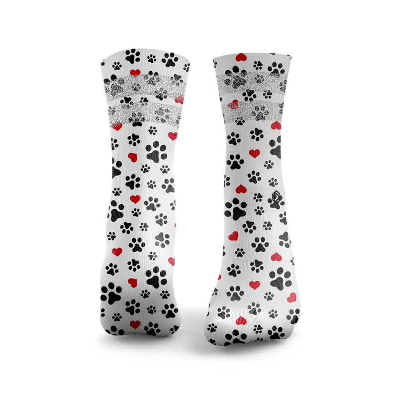 Paw Print Hearts Glitter Socks