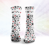 Paw Print Hearts Glitter Socks