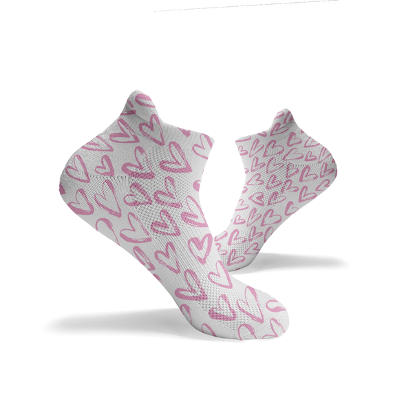 Pink Hearts Ankle Socks