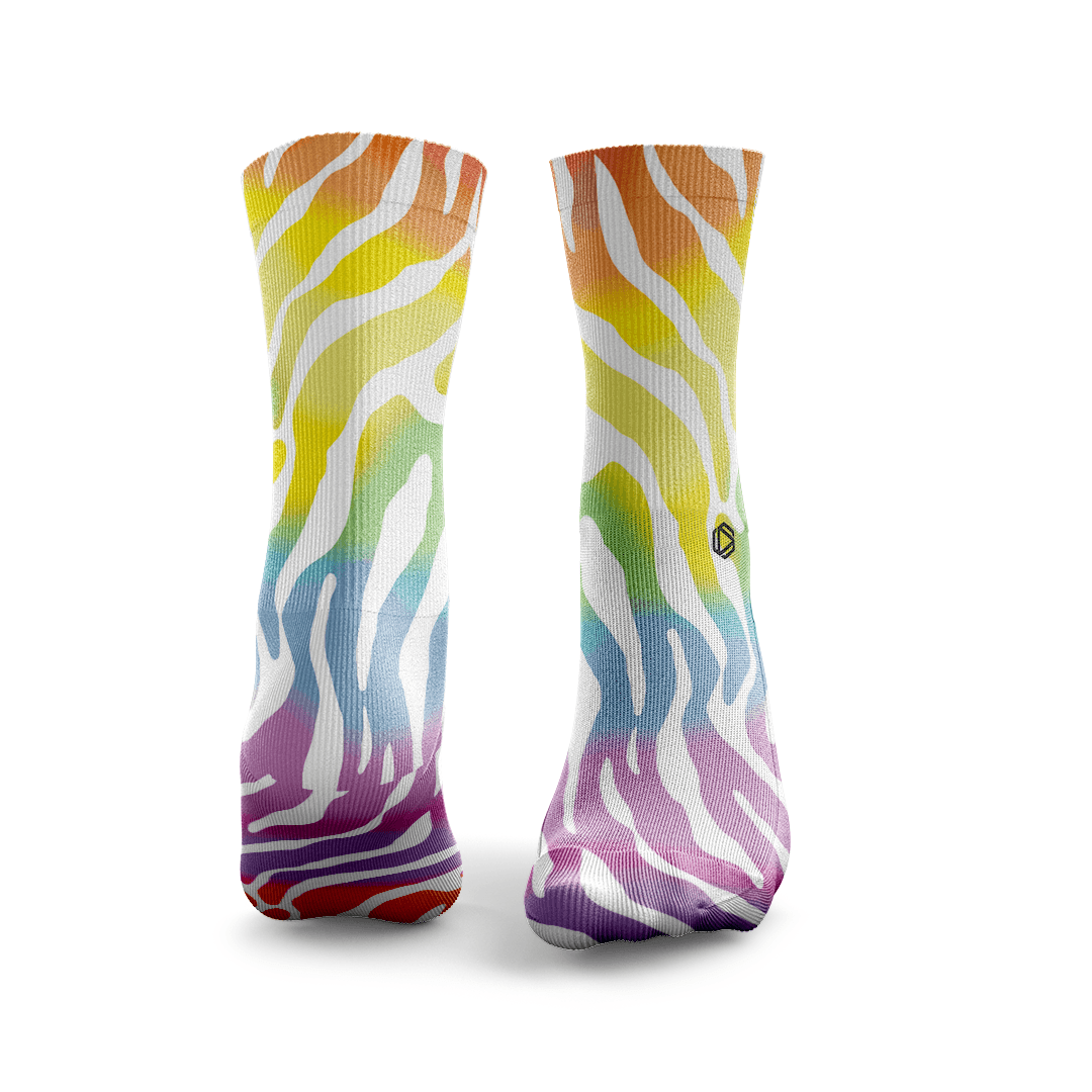 Crew - Zebra Print Rainbow - Socks - Womens: 4-7 UK / 6-9 US – HEXXEE
